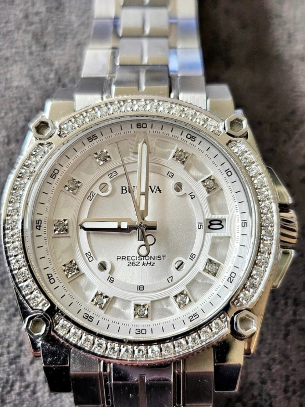 Bulova Precisionist 96R226 Chronograph Silver & White Watch